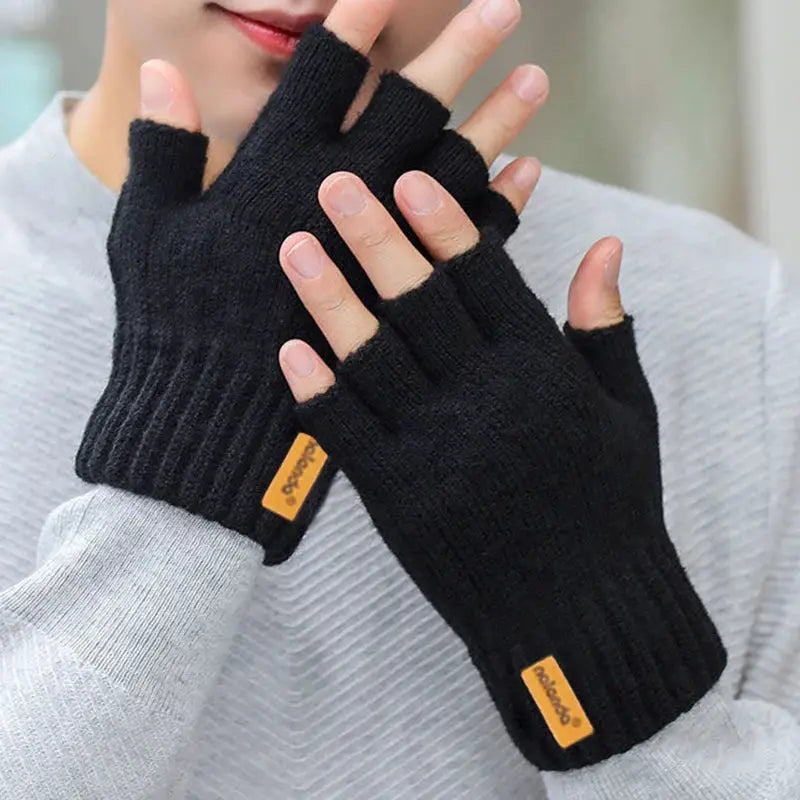 Fashion Winter Autumn Knitted Fingerless Gloves for Men and Women Warm Plush Touchscreen Outdoor Sports