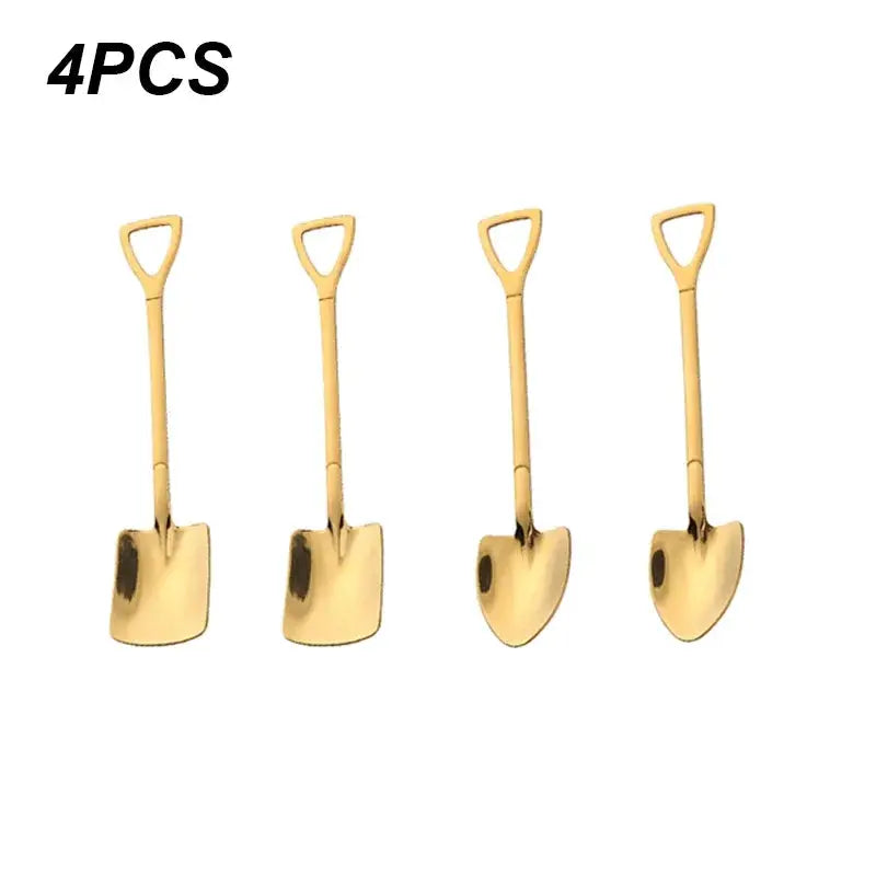 Four Pieces Stainless Steel Watermelon Shovel Spoon Set Dessert Serving Utensils Creative Cute Design