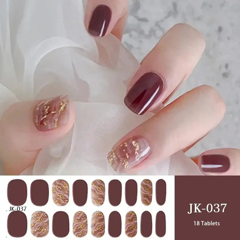 NailLux Semi Cured Nail Wraps For 16 To 20 Tips Easy Full Cover Adhesive Press On Nails Gel Finish UV LED Compatible