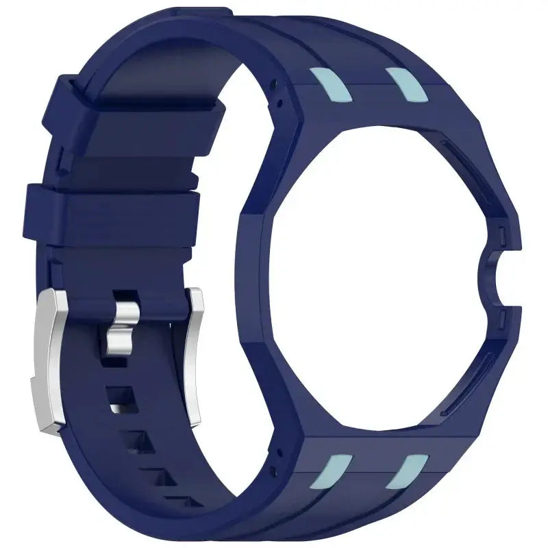Blue silicone watch strap for Swatch X AP Royal Pop pocket watch with metal buckle