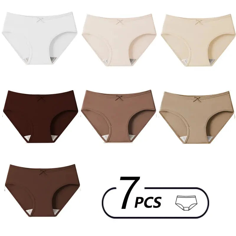 7-piece cotton women's panties underwear set in assorted colors by Simples Market