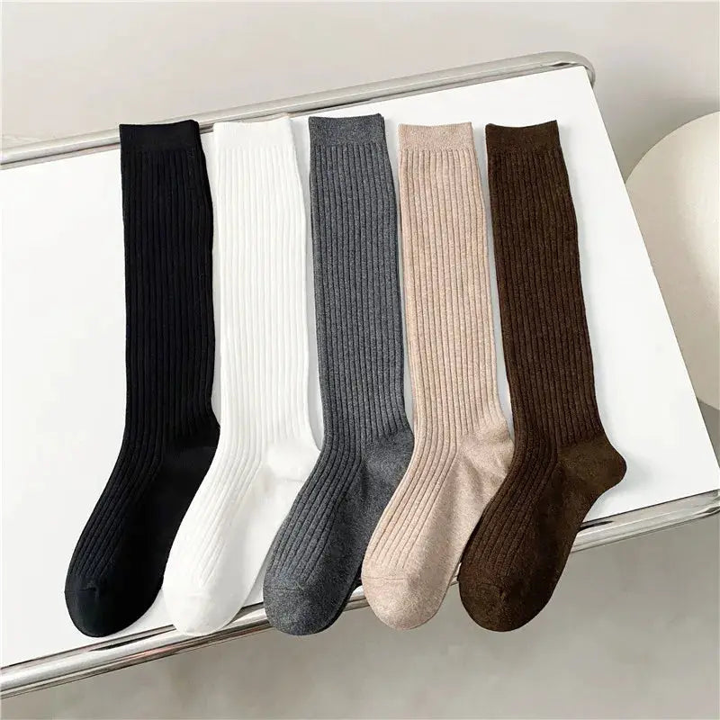 LuxeWeave Women's Knee High Stockings Cotton Blend Comfort For Casual Preppy Style And Everyday Wear