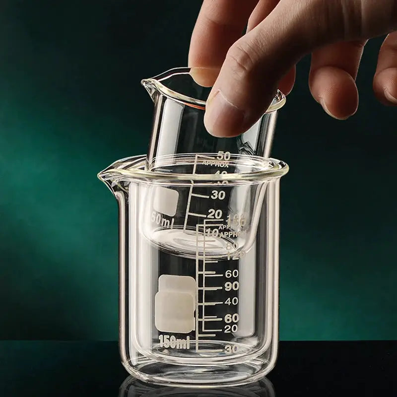 High Borosilicate Glass Measuring Cup Beaker 50ml to 1000ml with Clear Etched Scale for Kitchen and Laboratory Baking