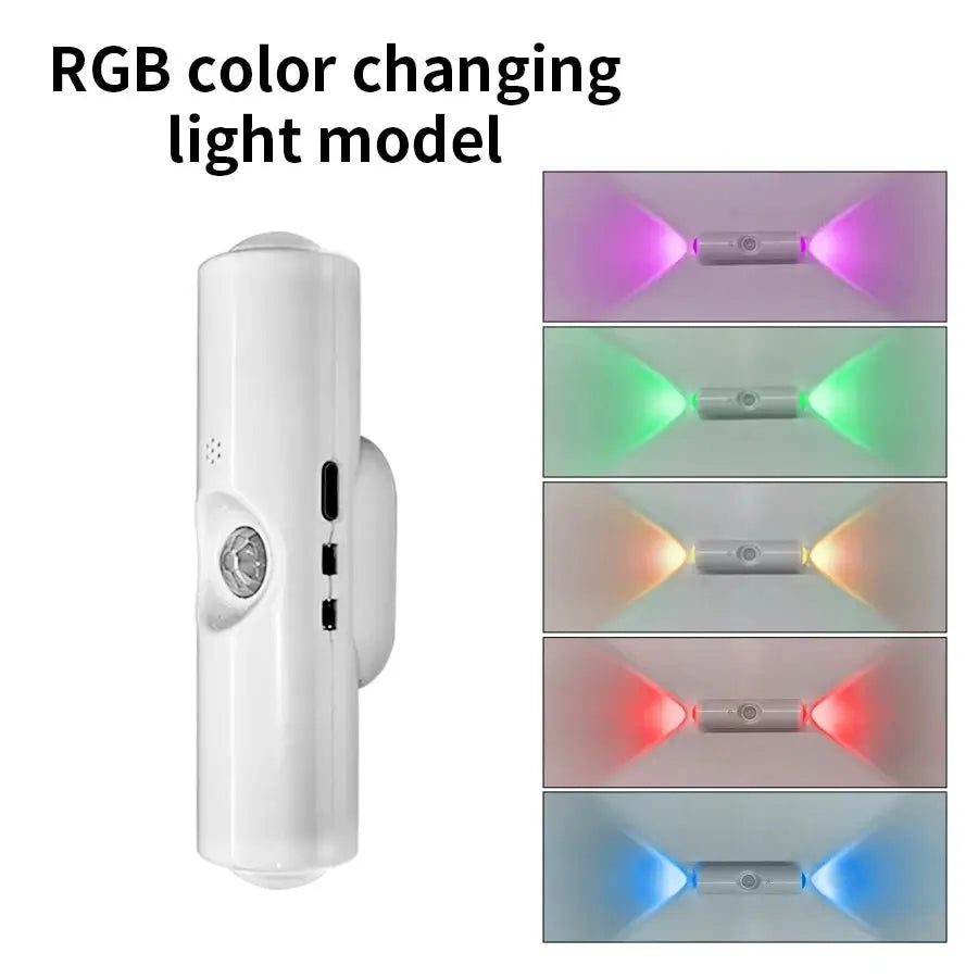 Simples Market smart RGB wall light with motion sensor; rechargeable magnetic design, 5 color options.
