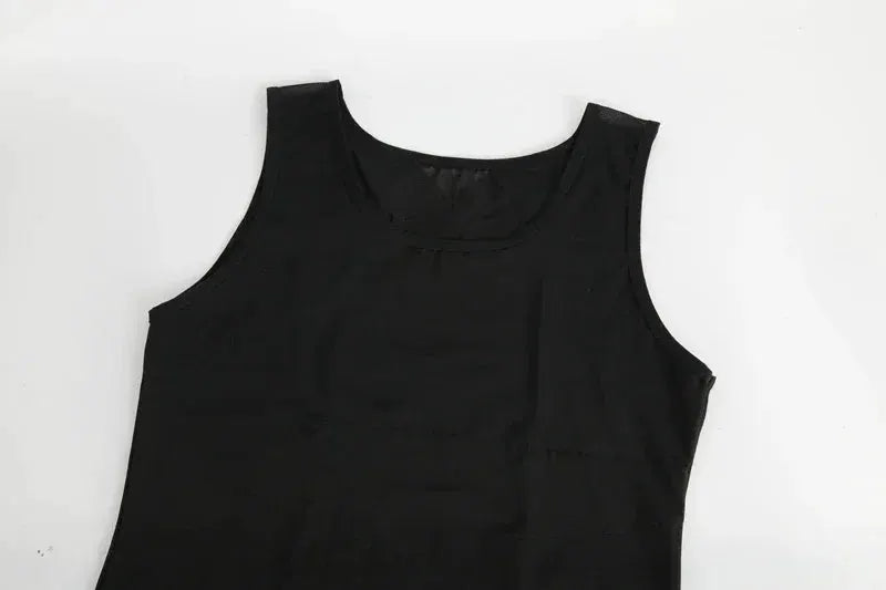 Mens slimming body shaper vest, black sleeveless undershirt