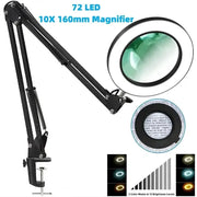 72 LED Illuminated Magnifier 8X 10X Magnification USB Desk Lamp With 3 LEDs For Soldering Repair Crafting And Beauty
