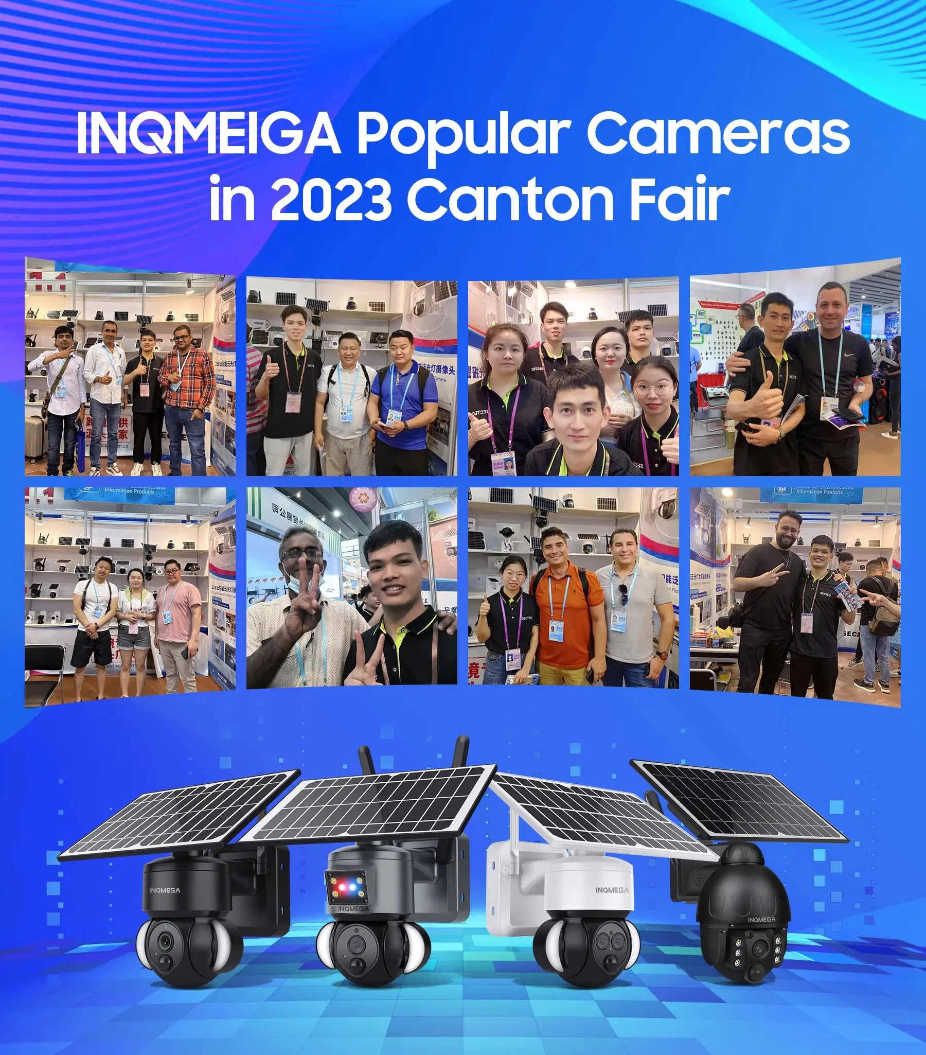 INQMEGA solar-powered wireless PTZ CCTV cameras (5MP/4MP) with solar panels, 4-pack