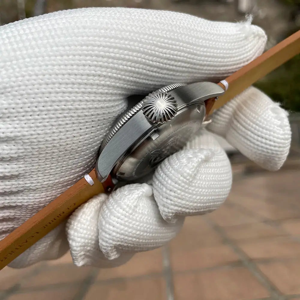 Steelflier SF741 wristwatch with stainless steel case and brown leather strap