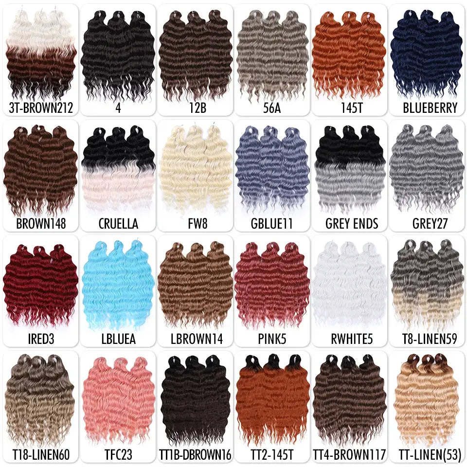Anna 24 Inch synthetic water-wave braiding hair extensions by Simples Market; 24 color options shown.