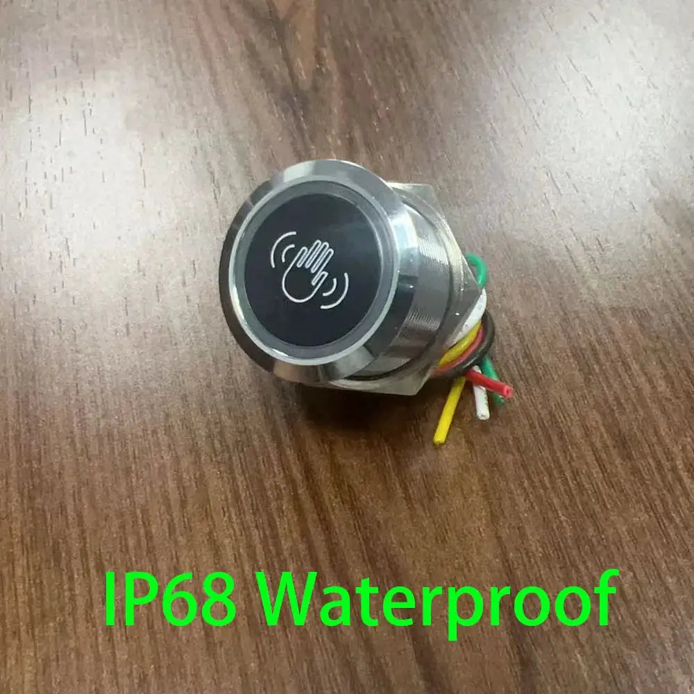 Door exit push button switch, round metal, IP67 waterproof, DC9-24V, Simples Market