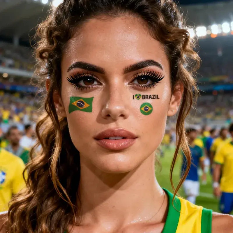 Brazil Flag Temporary Tattoos Waterproof Long Lasting Face Stickers