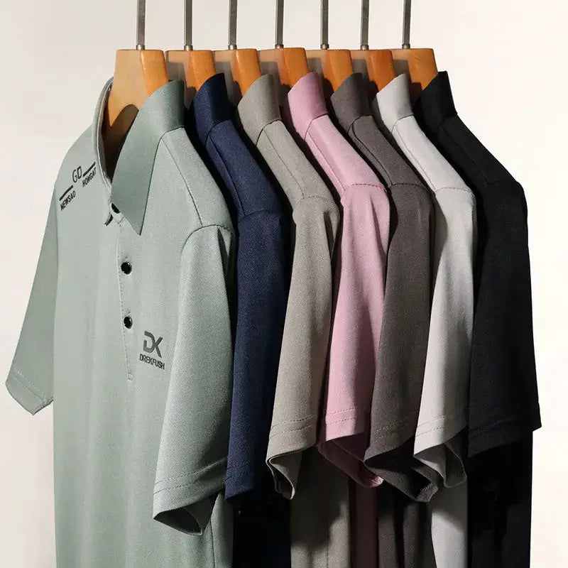 Men's polo shirts, 9-pack in assorted colors with DK logo on chest