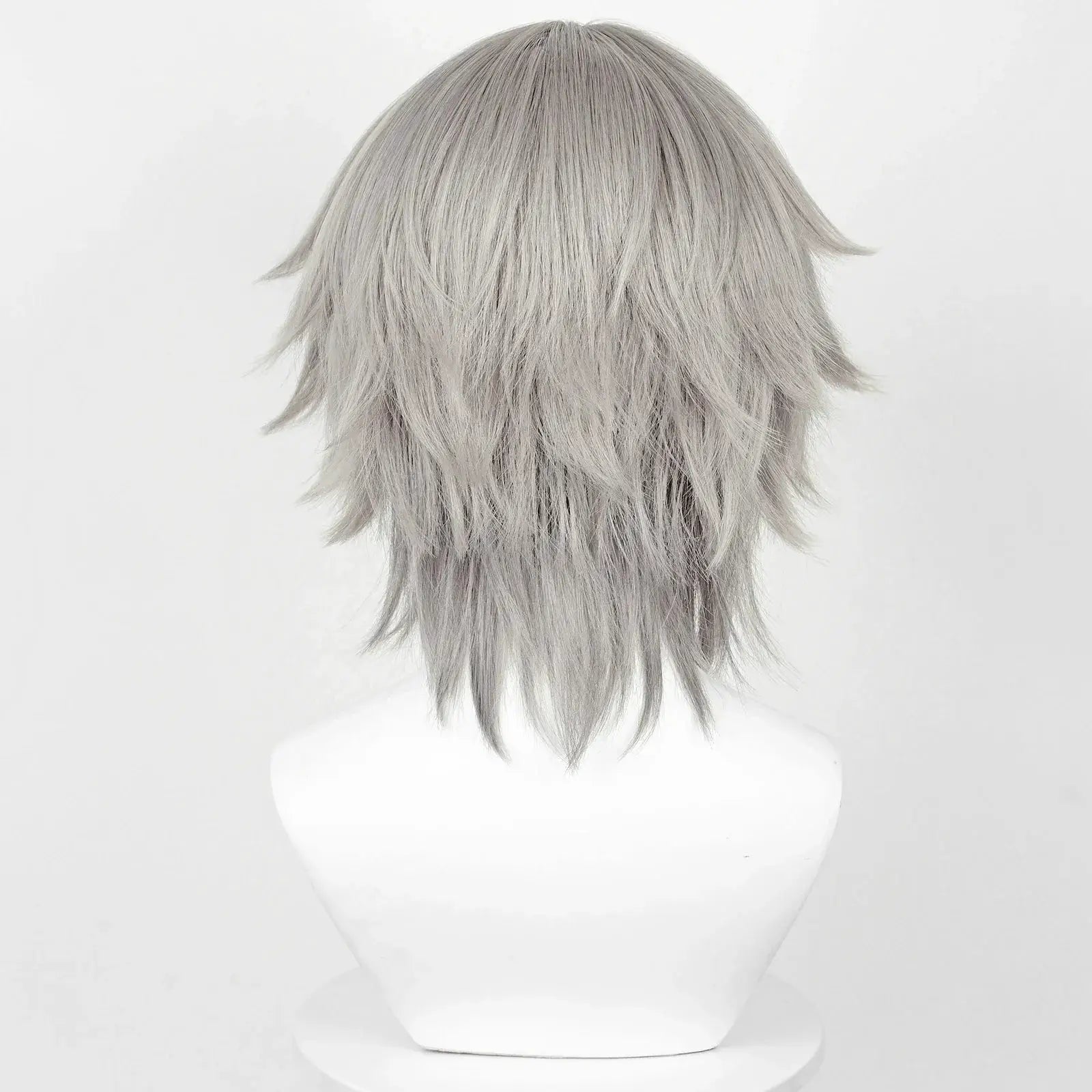 Honkai Star Rail Caelus Stelle cosplay wig with bangs, silver gray layered synthetic hair