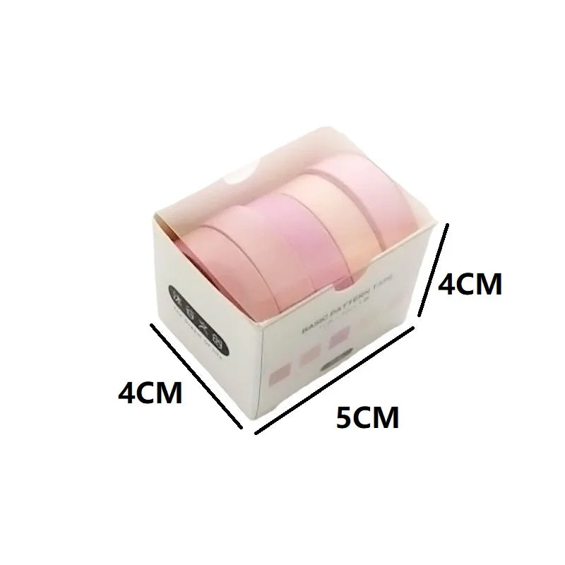 5-pack pink washi tape set in a white display box for journaling and crafts