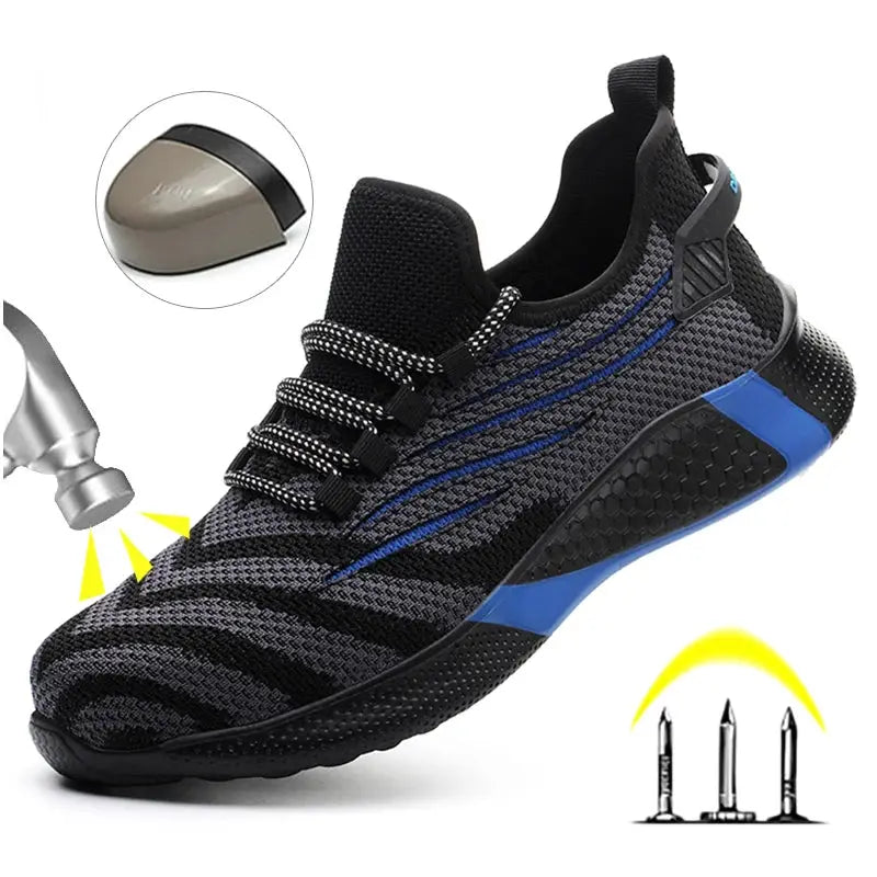 Men Work Safety Shoes Anti Puncture Sneakers Steel Toe Kevlar Midsole Lightweight Indestructible Boots