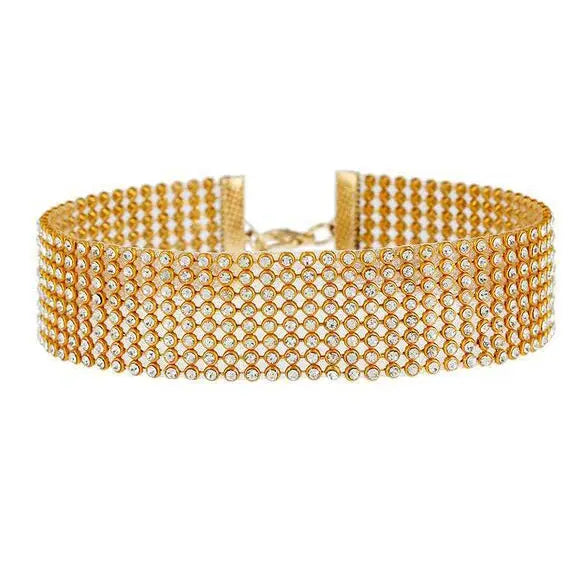Top Quality Rhinestone Choker Necklace Shiny Punk Hip Hop Style For Women Party Gift Korean Jewelry