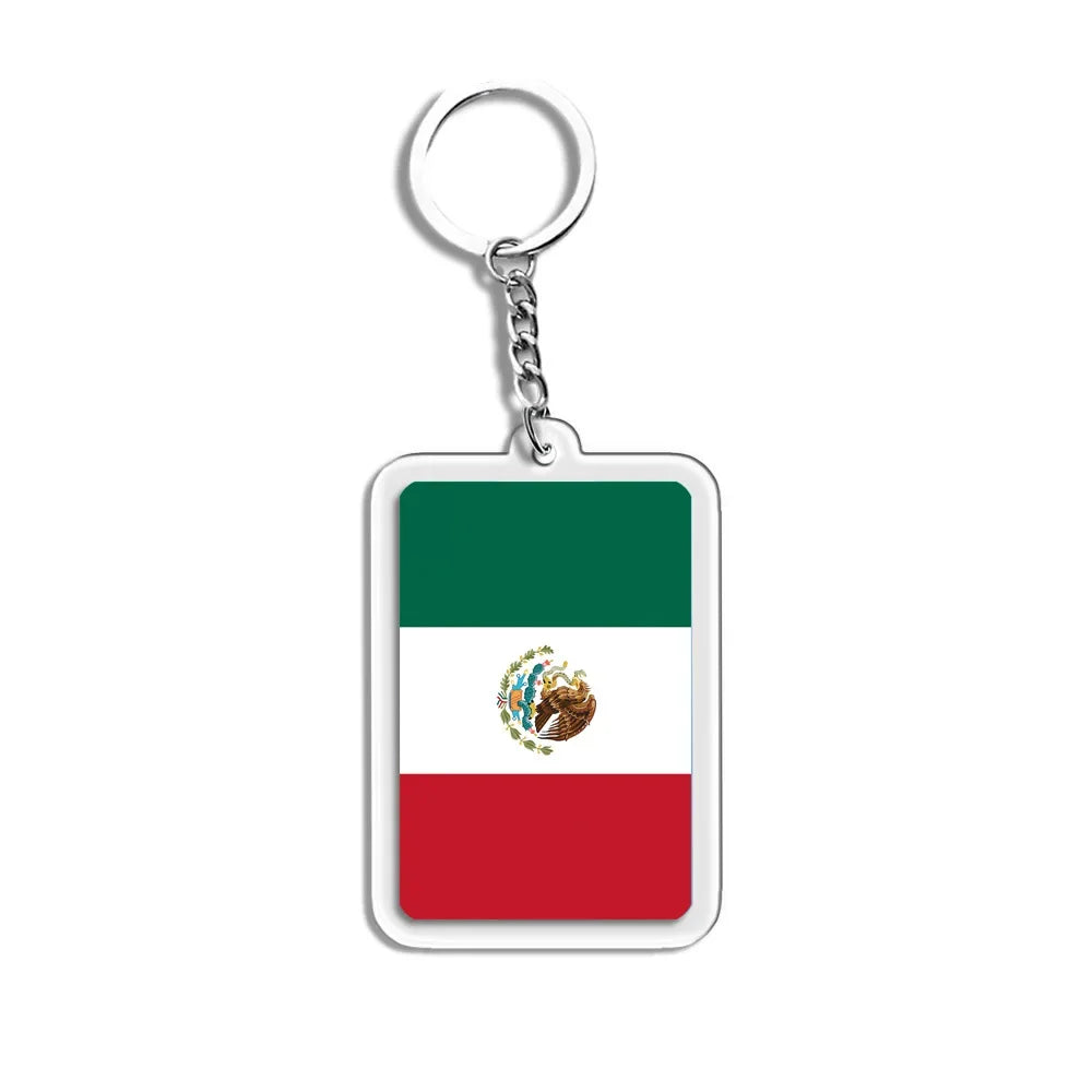 National Flags Keychain Set With Glass Inlay Ten Flags Zinc Alloy