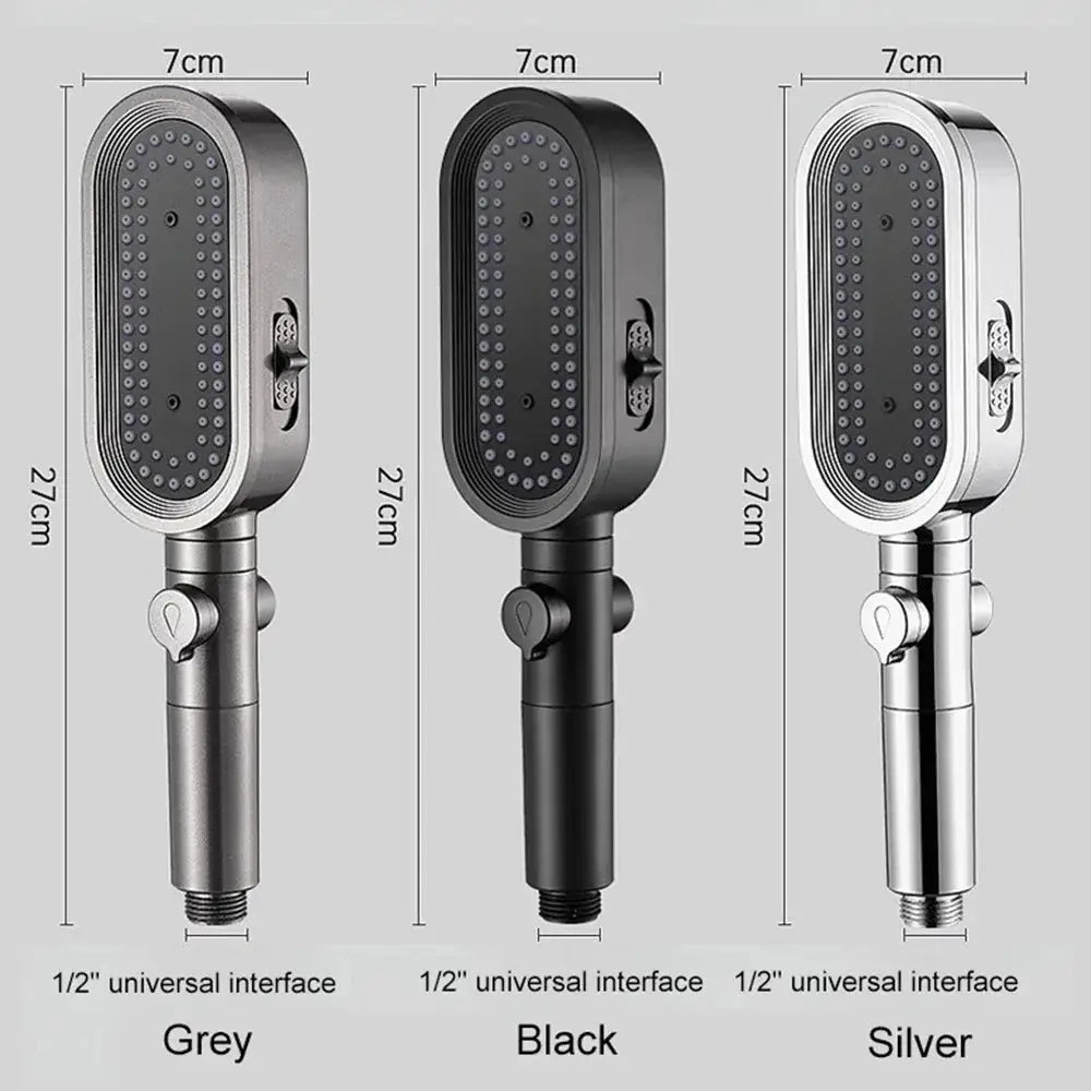 Simples Market high-pressure shower head set, 3 modes, 3 color finishes (gray/black/silver)