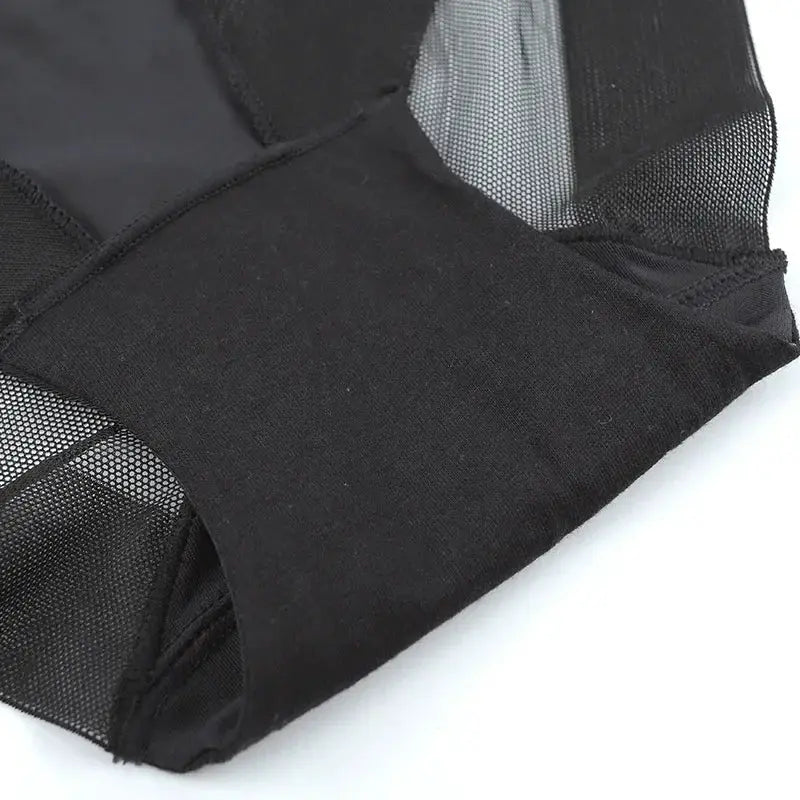 Womens slimming panties by Simples Market, black high-waist tummy-control shapewear with mesh panels