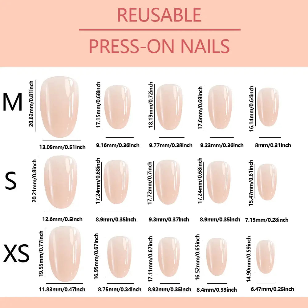 LuxeNail Gradient Nude Short Almond Press On Nails Full Cover Glossy Finish XS To M For Daily Wear