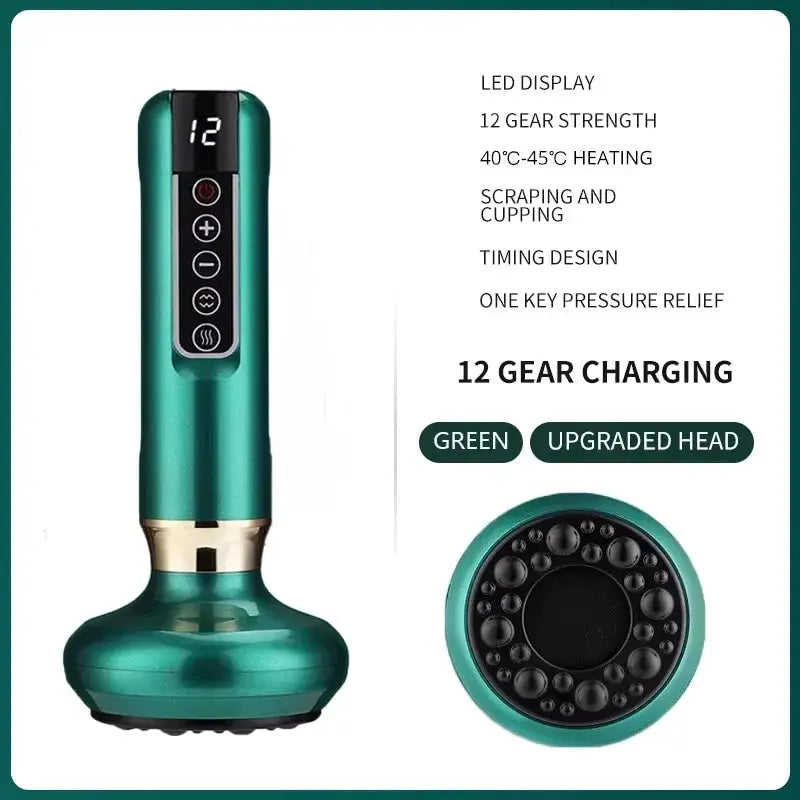 Simples Market green electric massager with round vacuum suction cup head and control panel