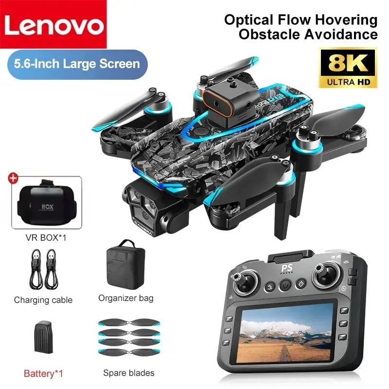 Lenovo D13 GPS Drone 8K Triple Camera Remote Control With Optical Flow Obstacle Avoidance Brushless Motors Screen
