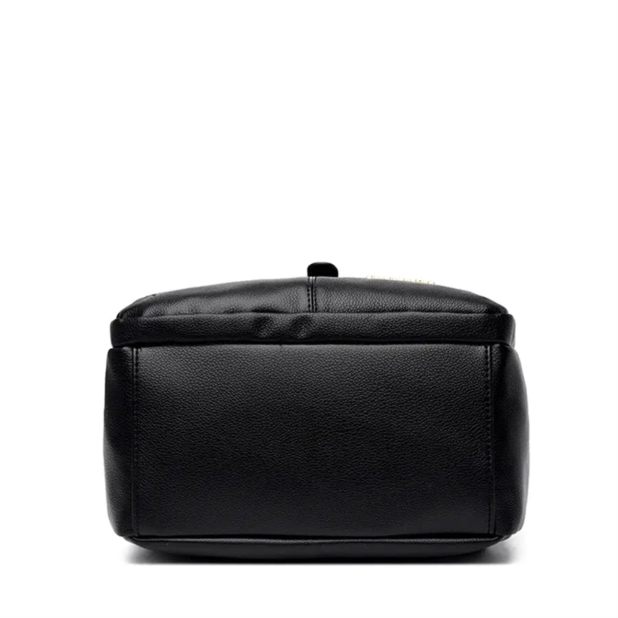 Leather backpack Simples Market, black vintage daypack for girls