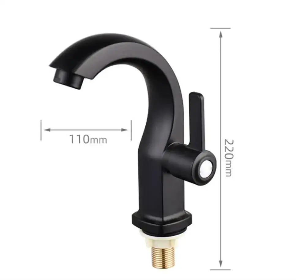 Basin faucet by Simples Market, black matte finish, single lever, deck-mounted, 110mm reach, 220mm tall