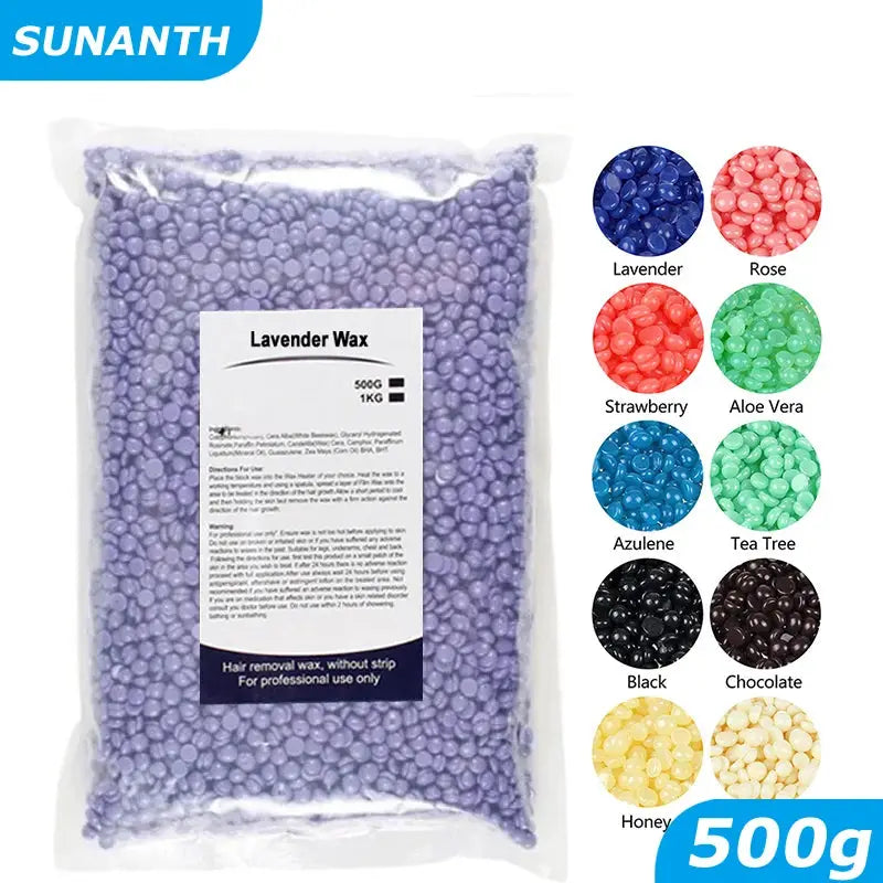 Lavender hard wax beads for hair removal, 500g bag, Simples Market