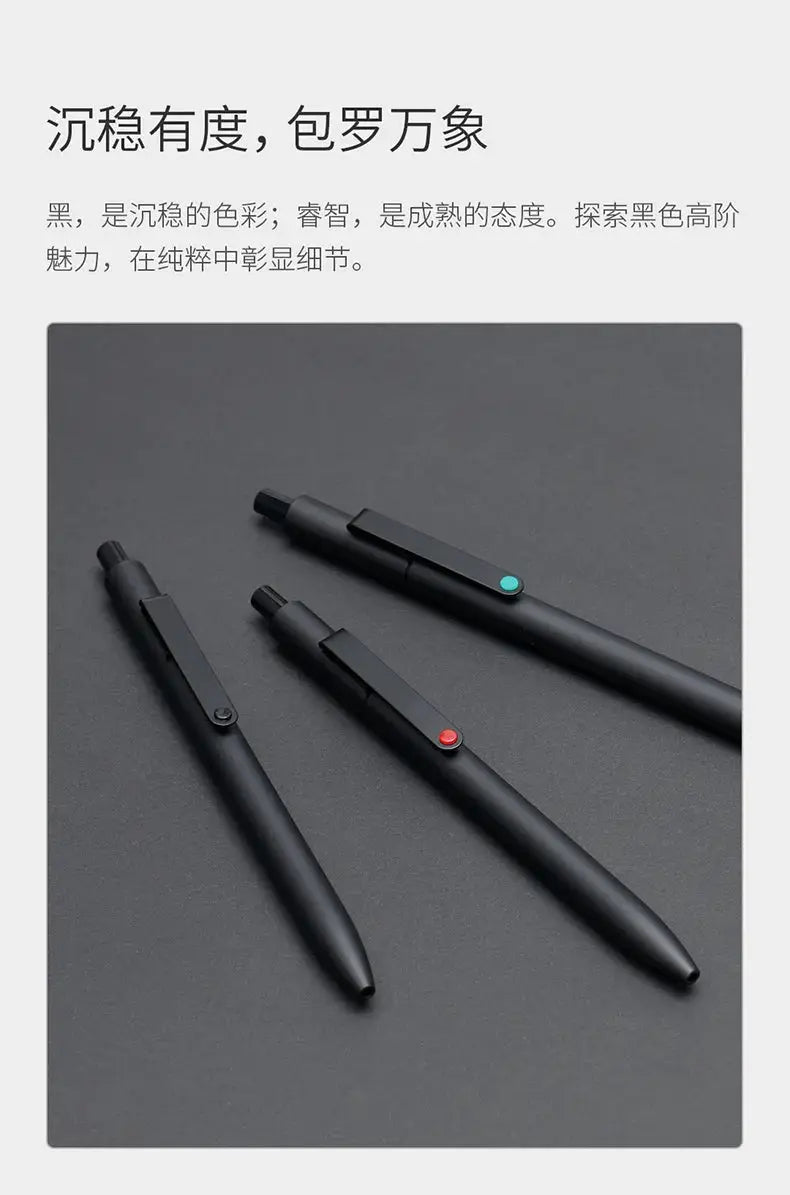 KACO 0.5mm MIDOT gel ink pens, quick-drying, black matte finish with clips, set of 3