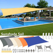 Simples Market sunshade sail canopy, rectangular yellow waterproof UV-block shade for outdoor patio.