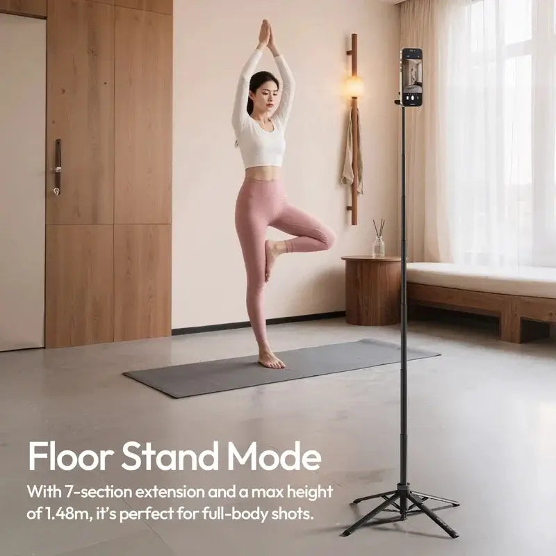 Original Ulanzi MT85 MagSafe black phone tripod with magnetic mount, floor-stand mode in living room from Simples Market