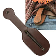 KISMIS brown leather coin purse with zipper; vintage-style outdoor wallet