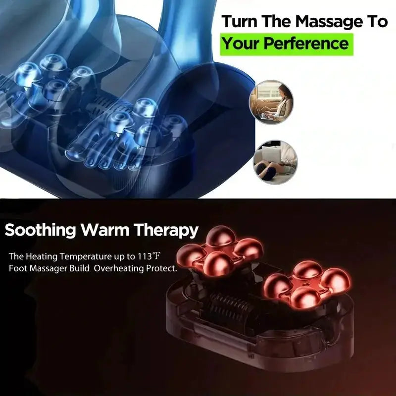 Extra Big Electric Foot Massager in blue with roller shiatsu kneading for feet and calves