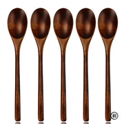 5 Piece Natural Wooden Spoon Set With Ellipse Ladle Spoon And Fork Eco Friendly Kitchen Tableware For Cooking