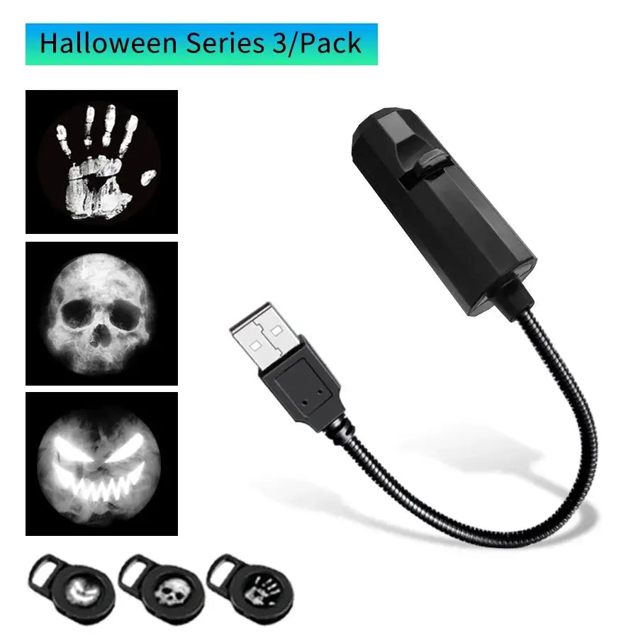 LED Halloween Moon Lamp USB Projector Night Light For Ceiling And Wall Atmosphere Mood Lighting Adjustable