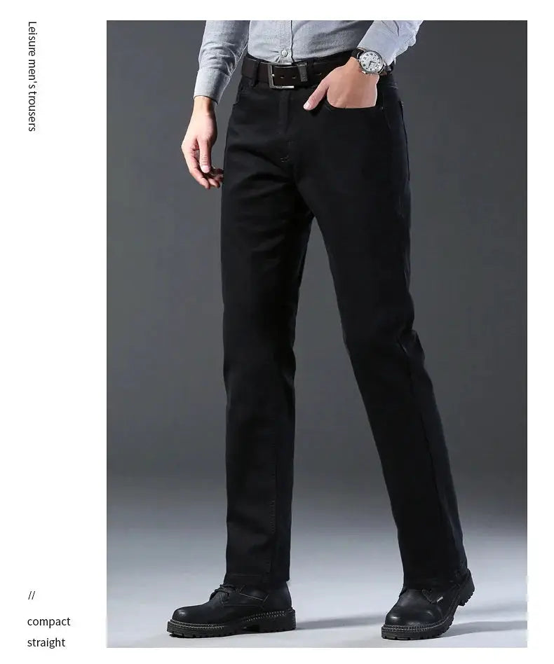 Men's Simples Market black denim jeans, slim straight, soft stretch fabric