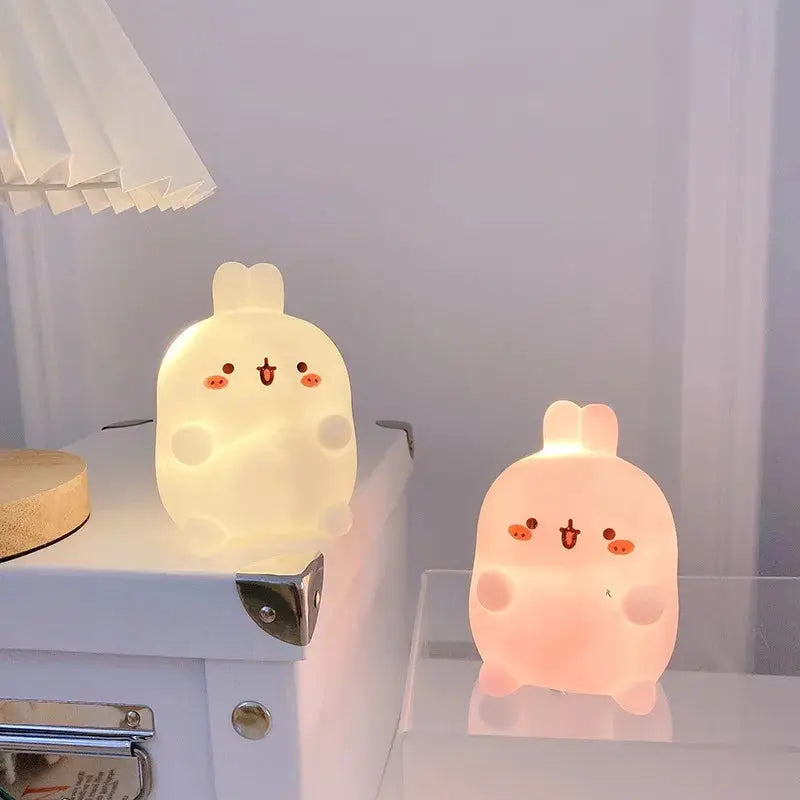 Rabbit Night Light Battery Powered LED Table Lamp For Bedroom No Plug Required Cozy Atmosphere