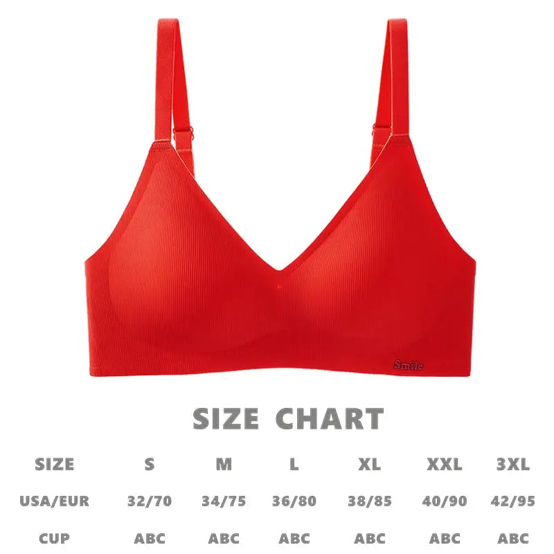 Simples Market red latex cup bra with soft support, skin-friendly straps, wireless design