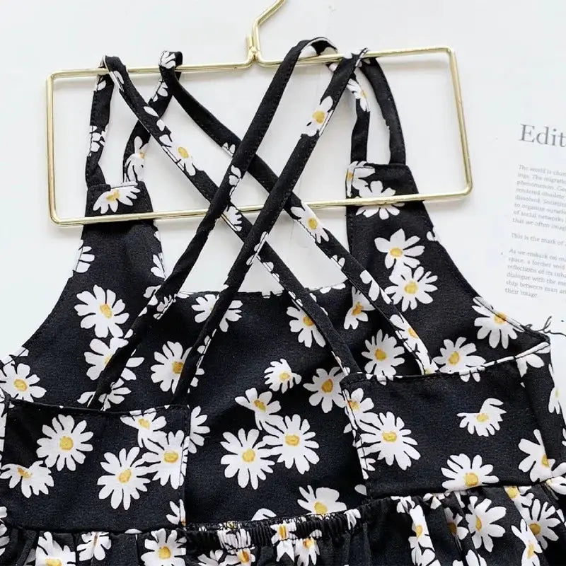 Sonkpuel Little Daisy Printed Sleeveless Slip Dress For Girls 4 To 6 Years Casual Wedding Flower Girl
