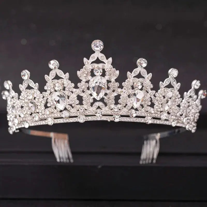 Crystal Wedding Tiara For Bride Silver Color Bridal Crown Diadem Veil Tiaras Hair Accessories Head Jewelry