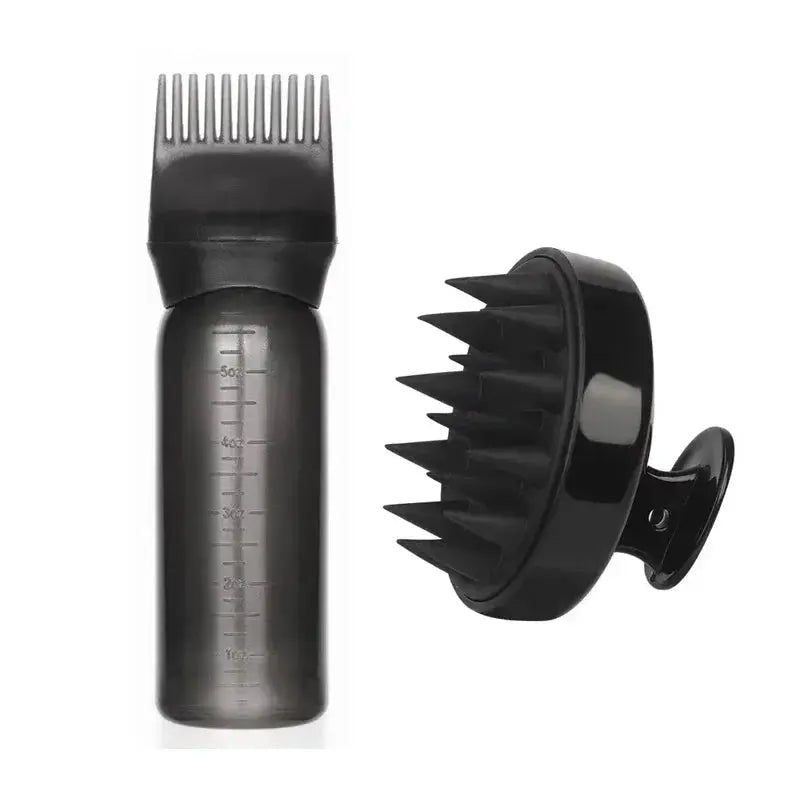 Silicone Shampoo Brush Head Scalp Massage Comb Hair Dye Tint Oil Applicator Bottle With Brush