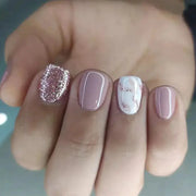 GlamNail Short French Glossy Glitter Nails Kit With Jelly Gel And Nail File Effortless Application And Lasting Shine