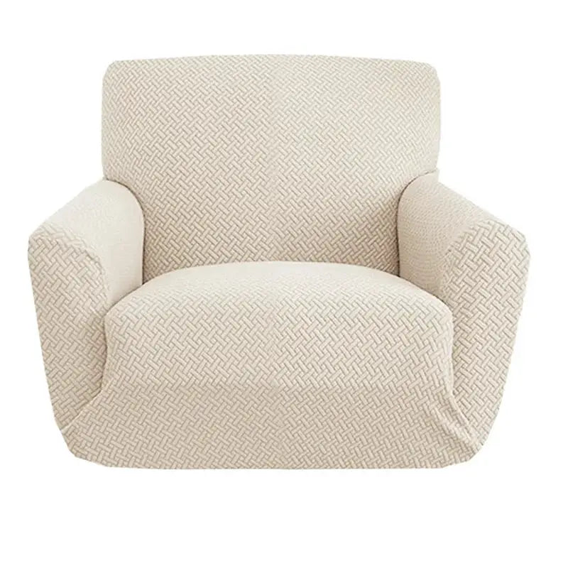 Armchair cover beige jacquard polyester by Simples Market for 1-seat sofa