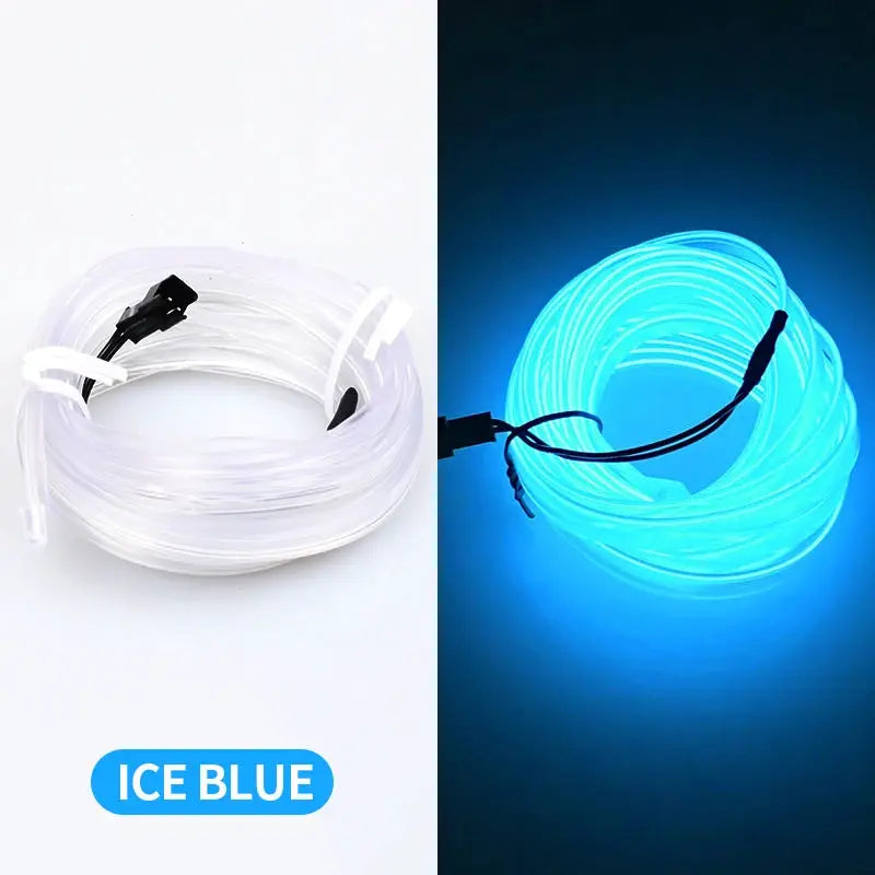 Car interior LED strip lighting, 5m, ice blue USB-powered flexible ambient lamp