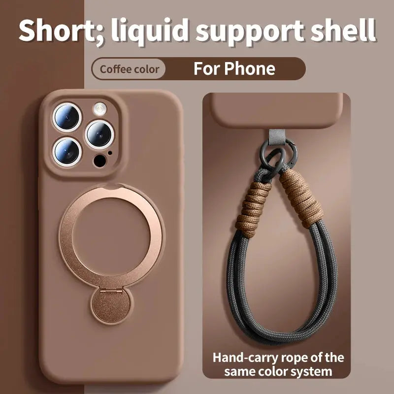 iPhone case with lanyard by Simples Market in coffee-color silicone, MagSafe compatible