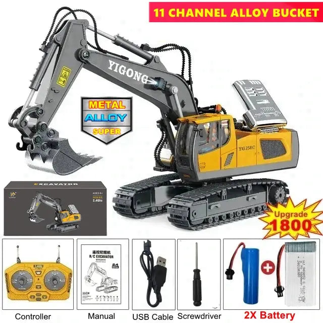 4WD Remote Control Excavator And Bulldozer Set 4x4 Alloy Dump Truck RC Car Construction Vehicle Toy For Kids