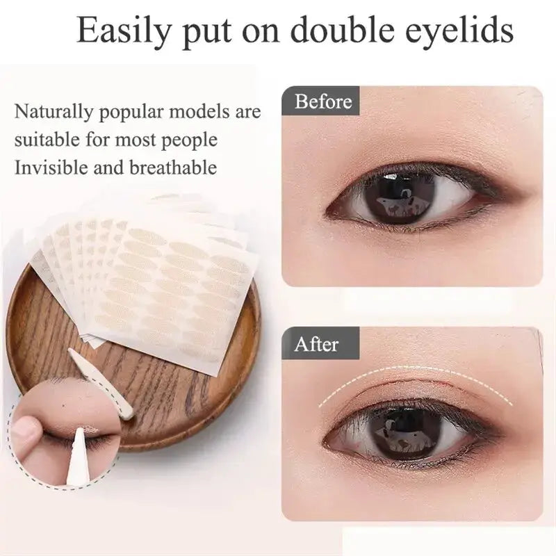 240 Pcs Double Fold Eyelid Tape Stickers Lace Clear Beige Self Adhesive Natural Eye Makeup Kit With Tool