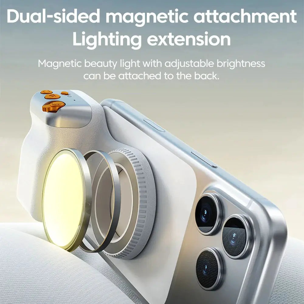 Simples Market magnetic phone camera grip with LED light and zoomable lens for iPhone/Huawei