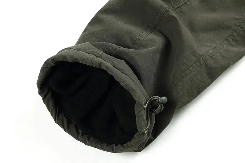 Men's fleece cargo pants with warm lining, olive green, Simples Market 3XL